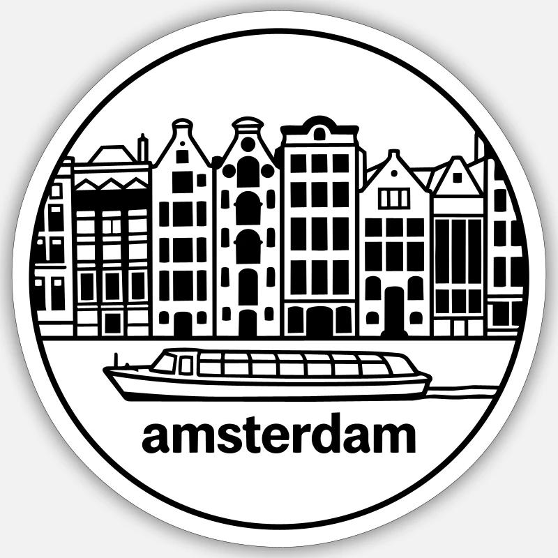 Amsterdam - Sticker Größe S (10 x 10 cm) - Mattweiß