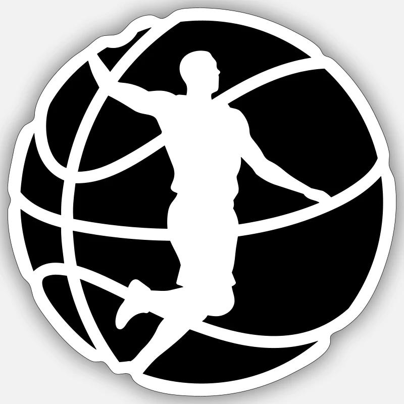 basket-ball - Sticker taille S (10 x 10 cm) - blanc mat