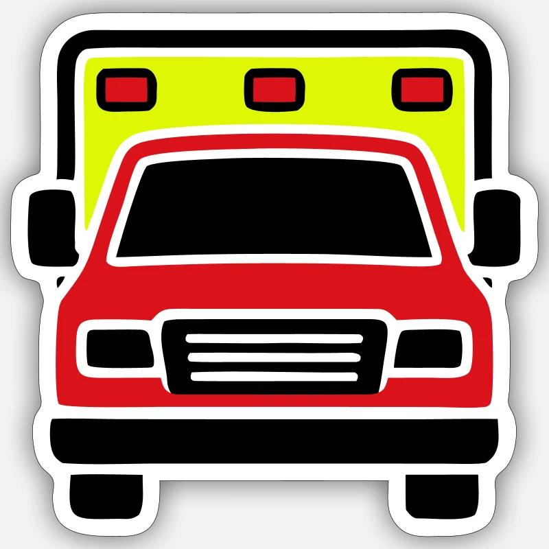Rettungswagen Krankenwagen Front - Sticker Größe S (10 x 10 cm) - Mattweiß