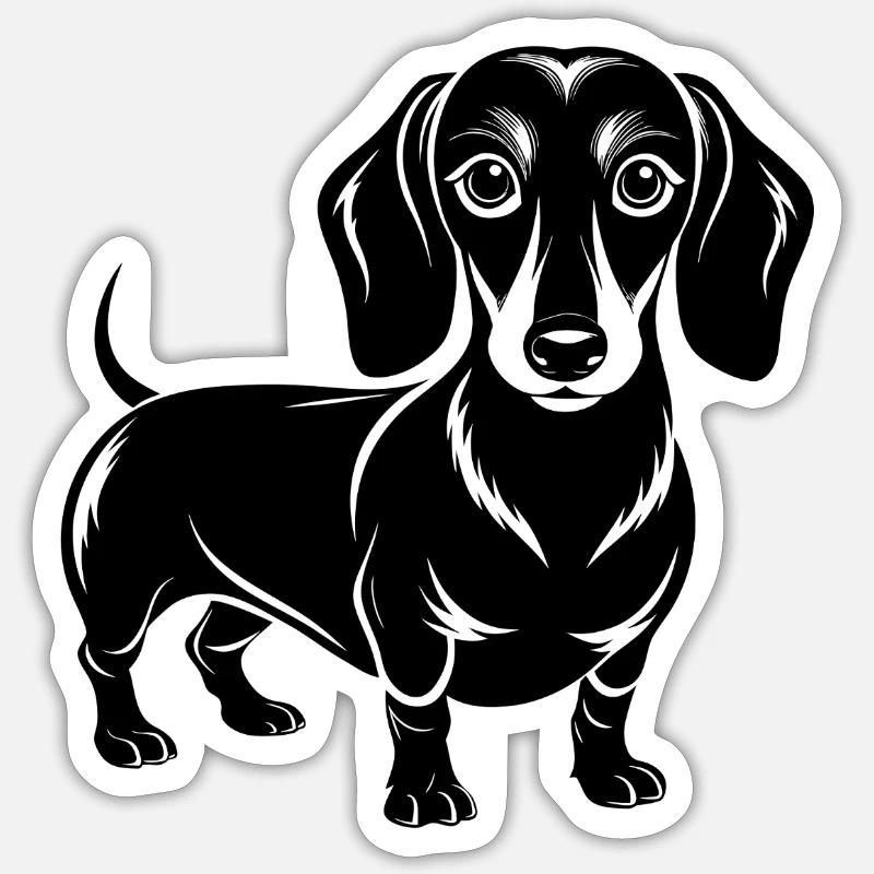 Teckel - Sticker taille S (10 x 10 cm) - blanc mat
