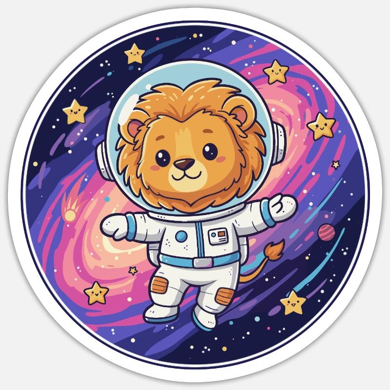 Leo astronaut in space - Sticker size S (10 x 10 cm) - white matte