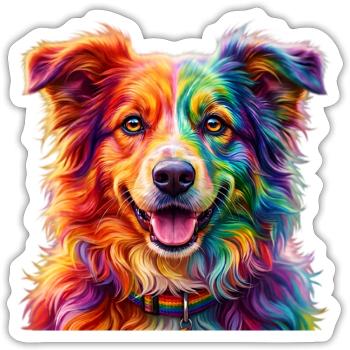 Rainbow Dog / Dog in Rainbow Colors - Sticker size S (10 x 10 cm) - white matte - Front