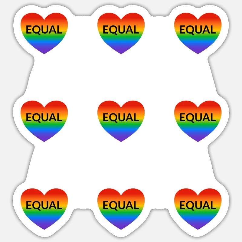 Rainbow Equal Heart  LGBT Pride - Sticker size S (10 x 10 cm) - white matte