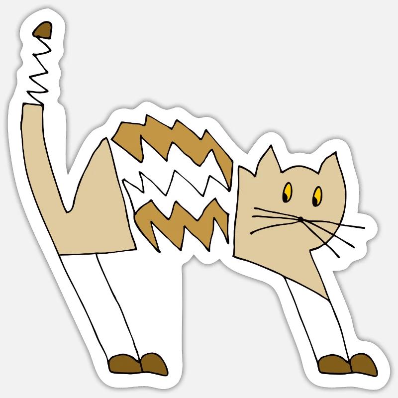 chat - Sticker taille S (10 x 10 cm) - blanc mat