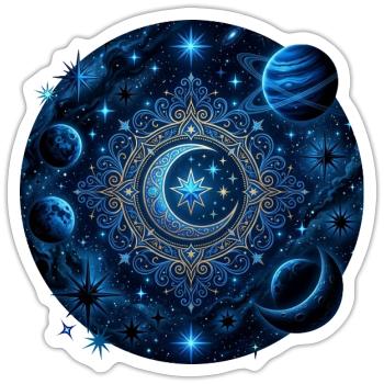 Planètes spatiales Galaxies Étoiles Lunes - Sticker taille S (10 x 10 cm) - blanc mat - Devant