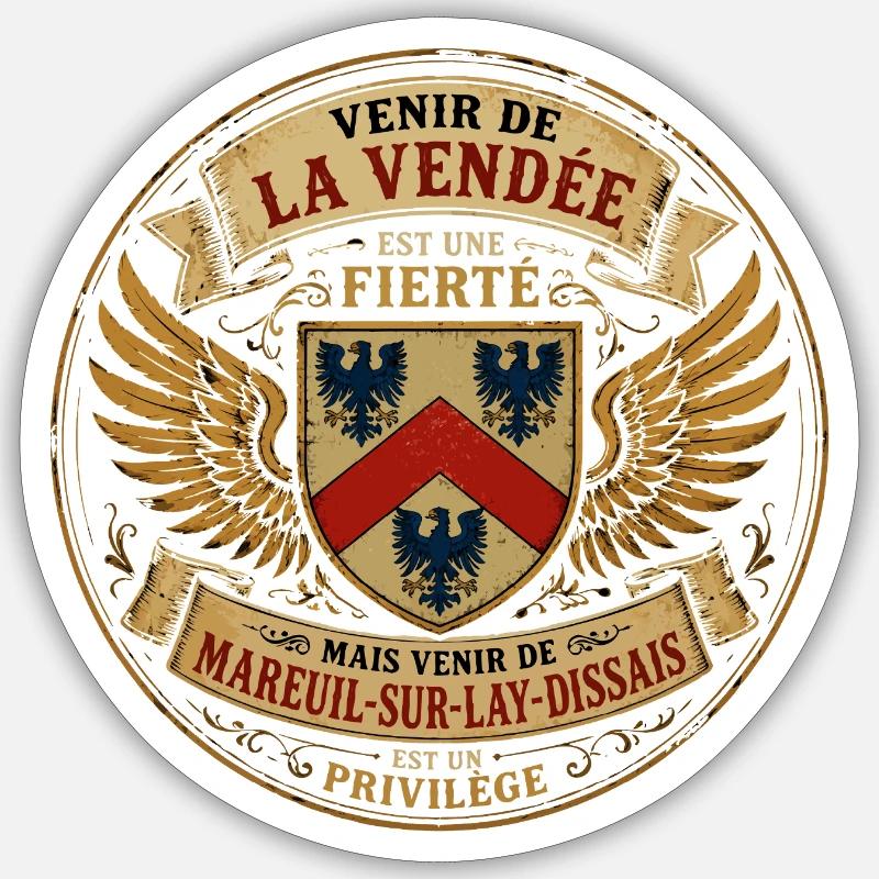 Fierté Vendée - Mareuil-sur-Lay-Dissais Privilège  - Sticker taille S (10 x 10 cm) - blanc mat
