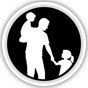 Vater Kind Silhouette Spazieren Familie Papa Liebe - Sticker Größe S (10 x 10 cm) - Mattweiß - Vorne