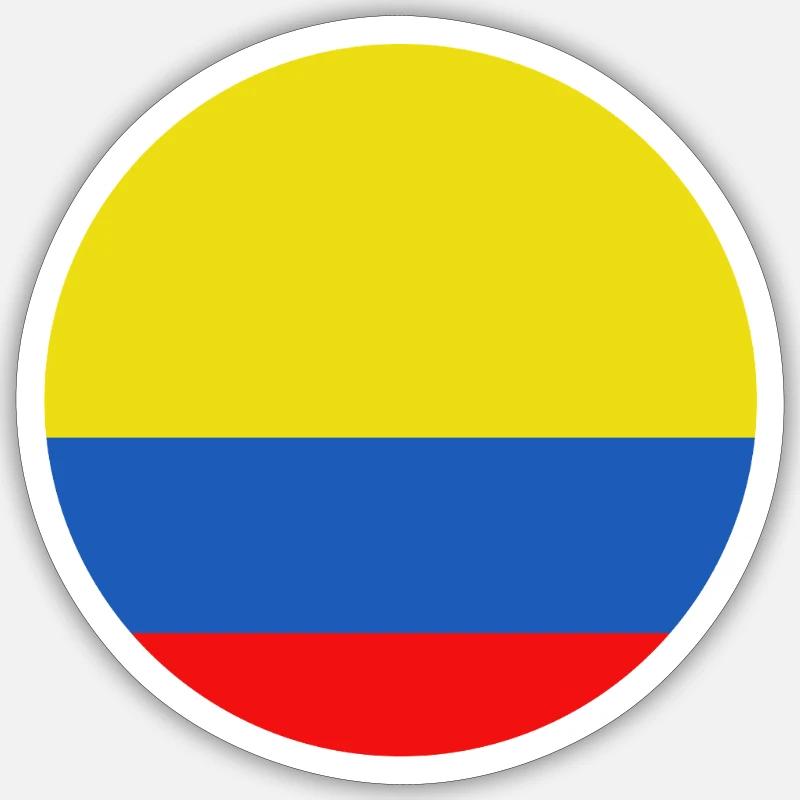 Drapeau rond de la Colombie - Sticker taille S (10 x 10 cm) - blanc mat