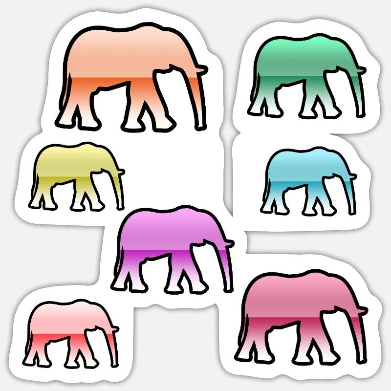 Elefanten - Sticker Größe S (10 x 10 cm) - Mattweiß
