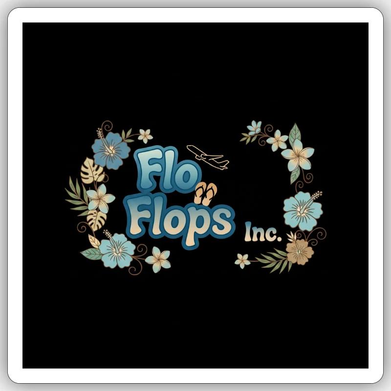 Flo Flops Blumenlogo - Sticker Größe S (10 x 10 cm) - Mattweiß