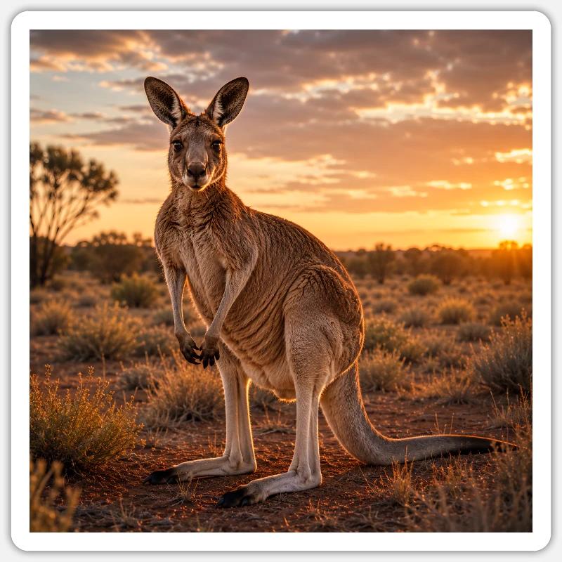 Kangaroo at sunset - Sticker size S (10 x 10 cm) - white matte
