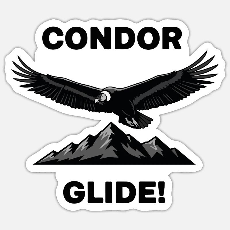 Anden-Kondor-Gleitflug Schwarzer Condor - Sticker Größe S (10 x 10 cm) - Mattweiß