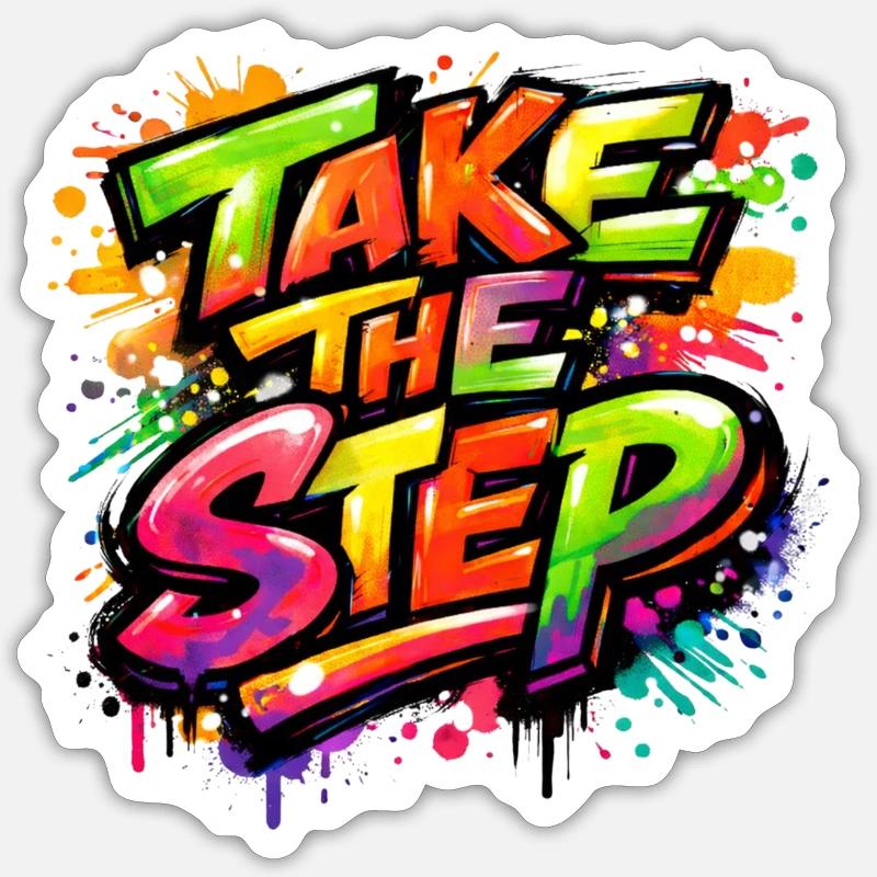 Take_the_Step - Sticker taille S (10 x 10 cm) - blanc mat