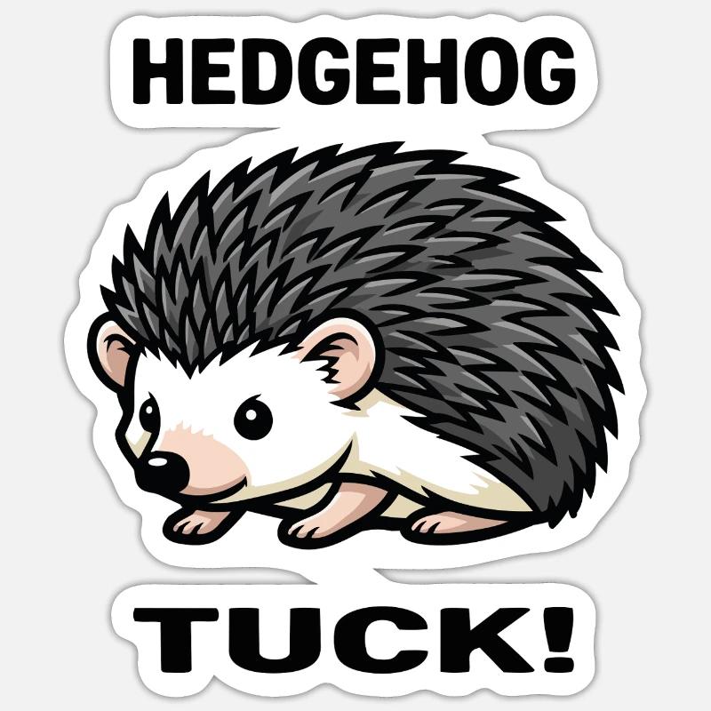 Herisson Tuck Hedgehog Epines Jardin - Sticker taille S (10 x 10 cm) - blanc mat