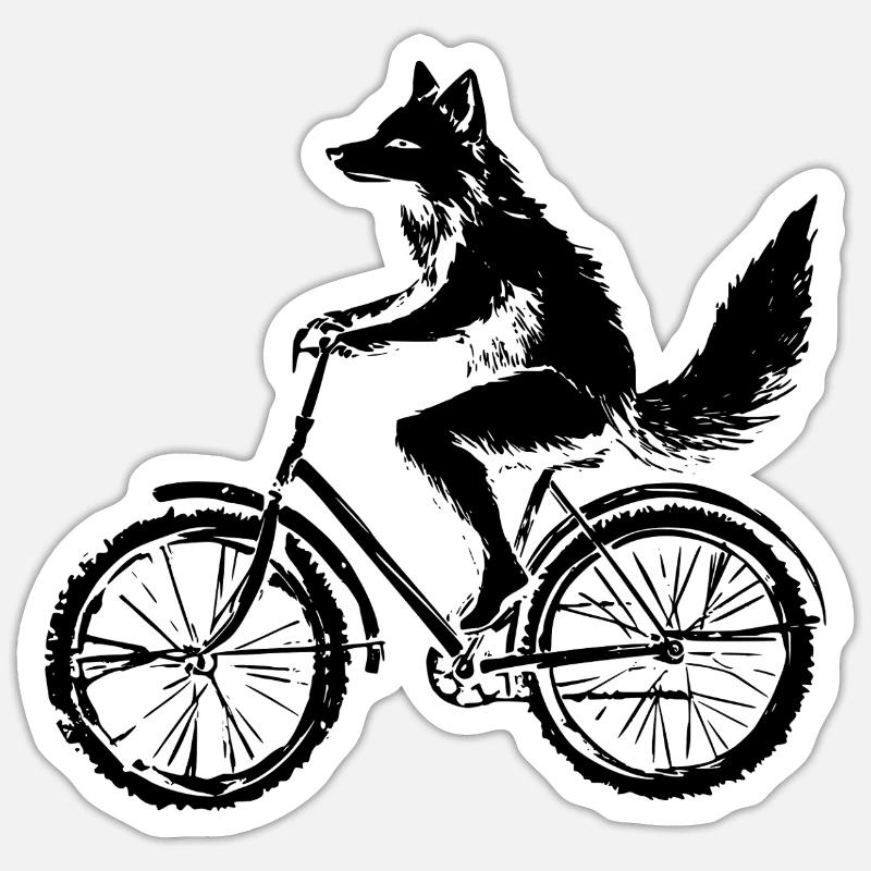 Funny Bicycle Fox - Sticker size S (10 x 10 cm) - white matte