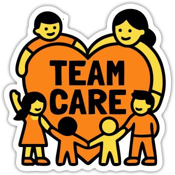 Team Care Herz Kita Wappen - Sticker Größe S (10 x 10 cm) - Mattweiß - Vorne