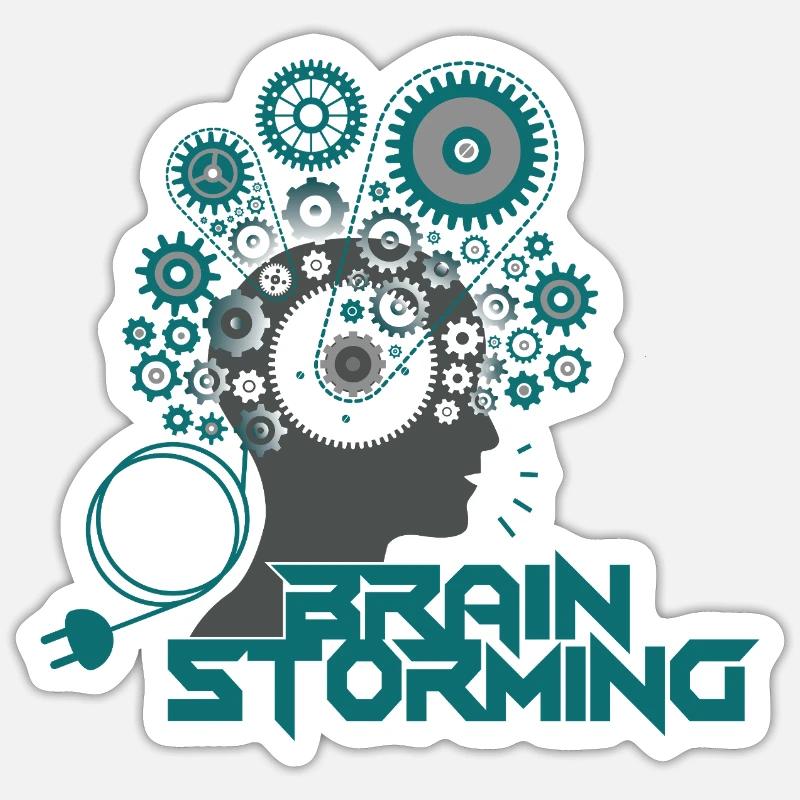 Brainstorming Head – Büro & Office Ideen - Sticker Größe S (10 x 10 cm) - Mattweiß