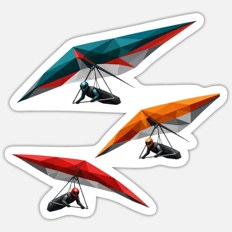 Trio polygonal des deltaplanes - Sticker taille S (10 x 10 cm) - blanc mat