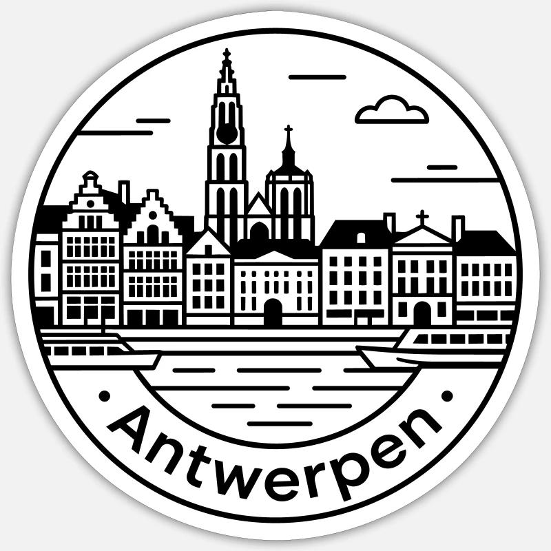 Antwerpen - Sticker Größe S (10 x 10 cm) - Mattweiß