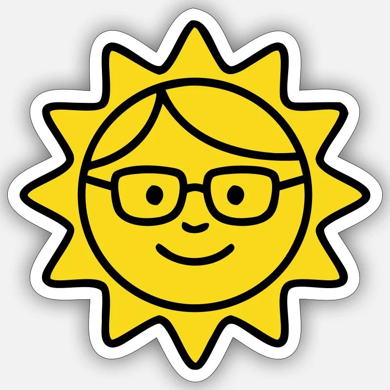 Laughing Sun Glasses Comic - Sticker size S (10 x 10 cm) - white matte
