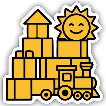 Building Blocks Railway Toys - Sticker size S (10 x 10 cm) - white matte - Front