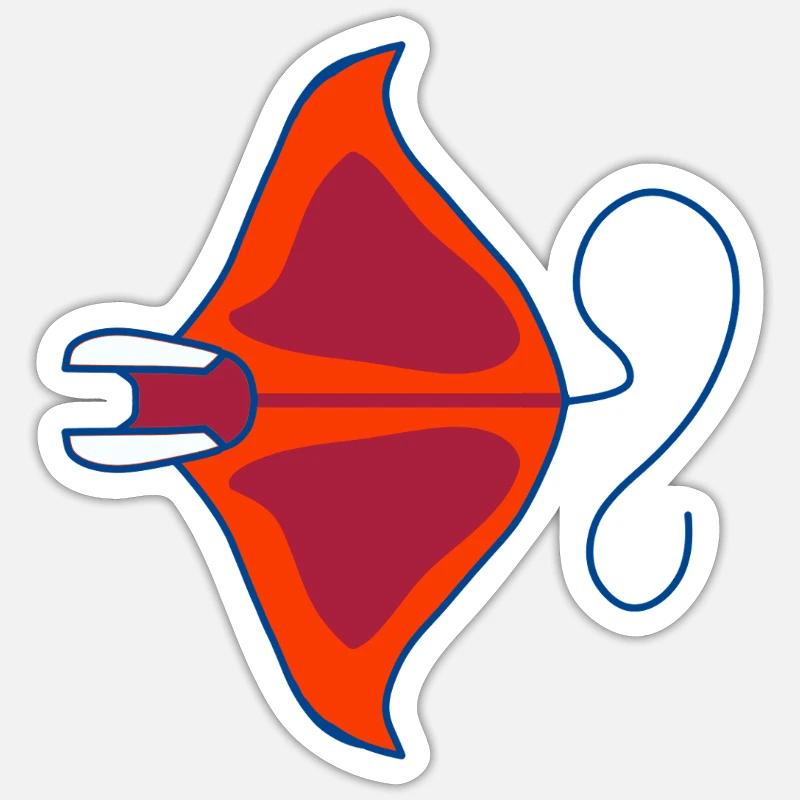 Manta néon rétro océan - Sticker taille S (10 x 10 cm) - blanc mat