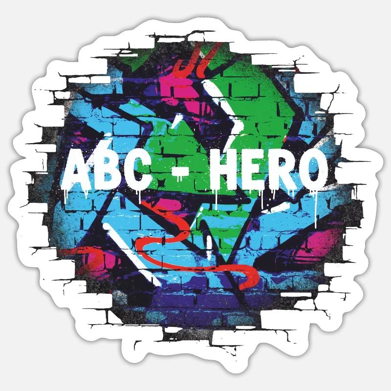 ABC HERO Graffiti Wall Design - Sticker taille S (10 x 10 cm) - blanc mat