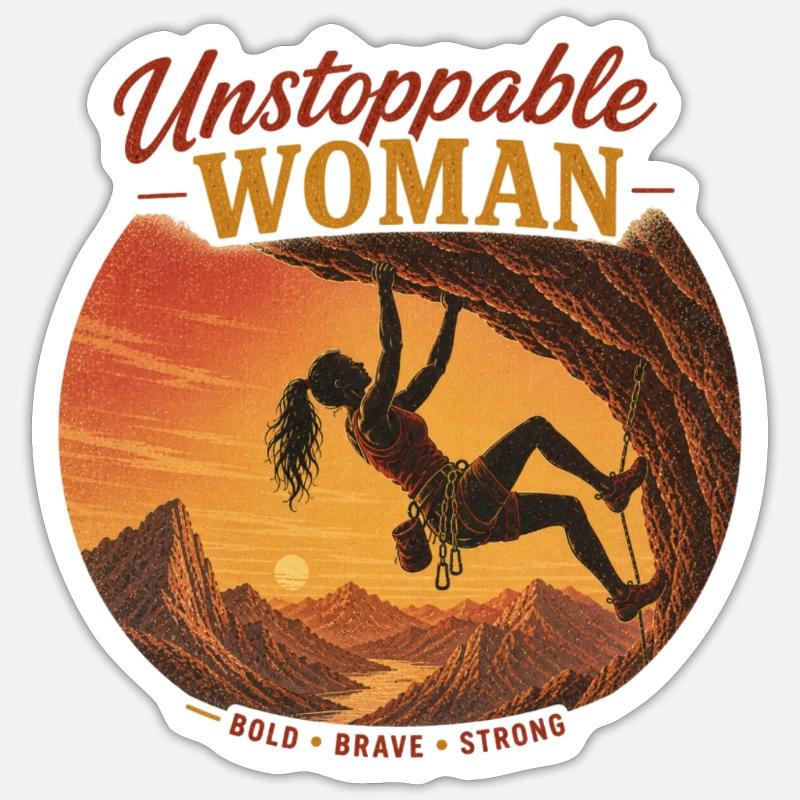 Grimpeur Imparable – Brave & Strong - Sticker taille S (10 x 10 cm) - blanc mat