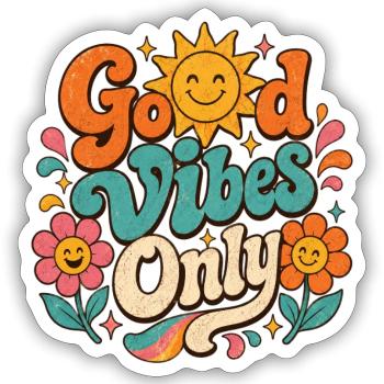 Le seul Retro Floral de Good Vibe - Sticker taille S (10 x 10 cm) - blanc mat - Devant