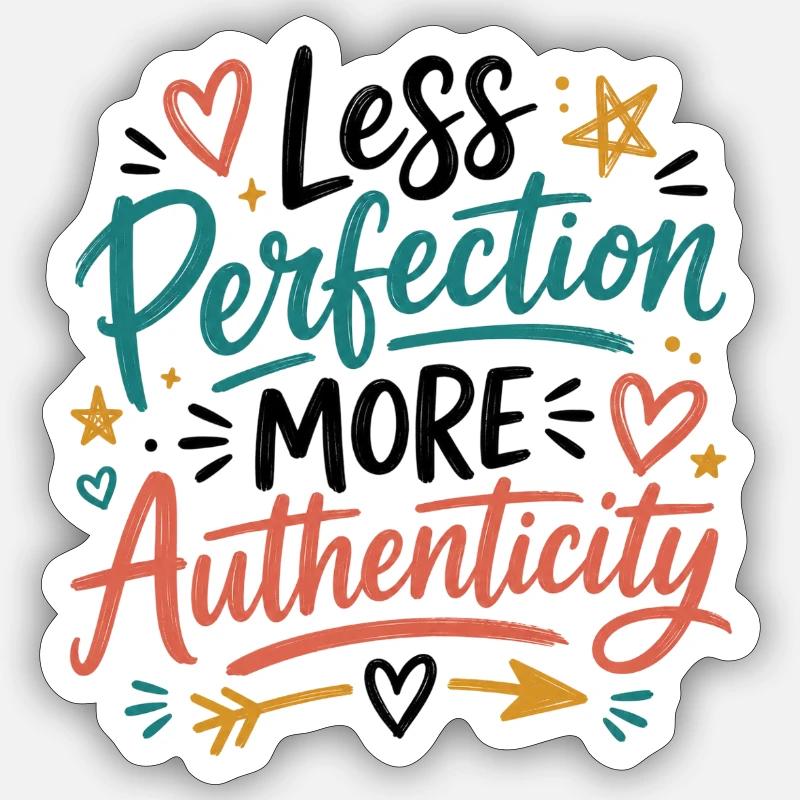 Illustration de l’authenticité sur la perfection - Sticker taille S (10 x 10 cm) - blanc mat