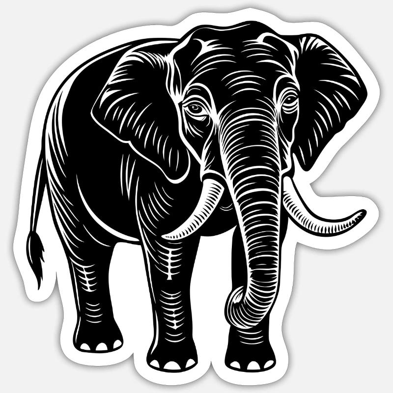 Elefant - Sticker Größe S (10 x 10 cm) - Mattweiß