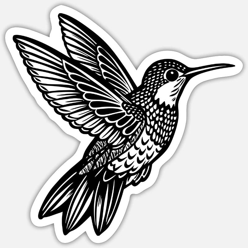Colibri - Sticker taille S (10 x 10 cm) - blanc mat