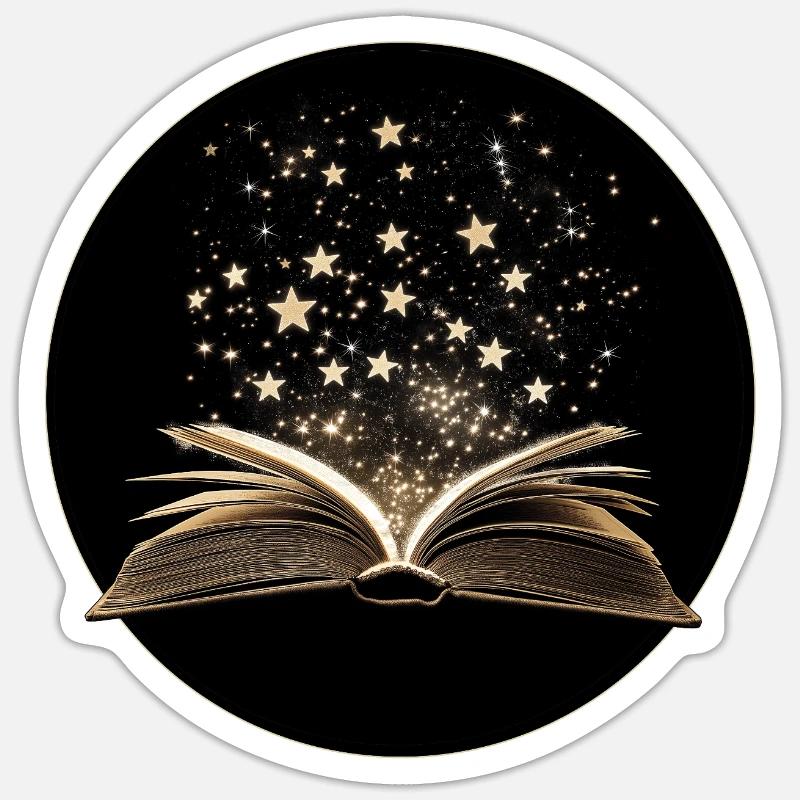 Buch mit Sternen - Sticker Größe S (10 x 10 cm) - Mattweiß