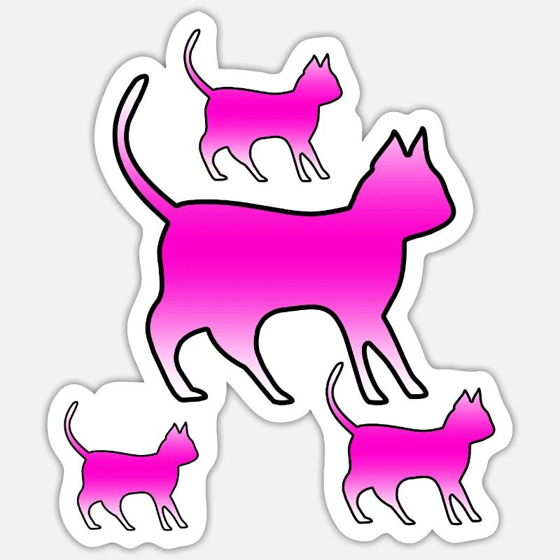 félin - Sticker taille S (10 x 10 cm) - blanc mat