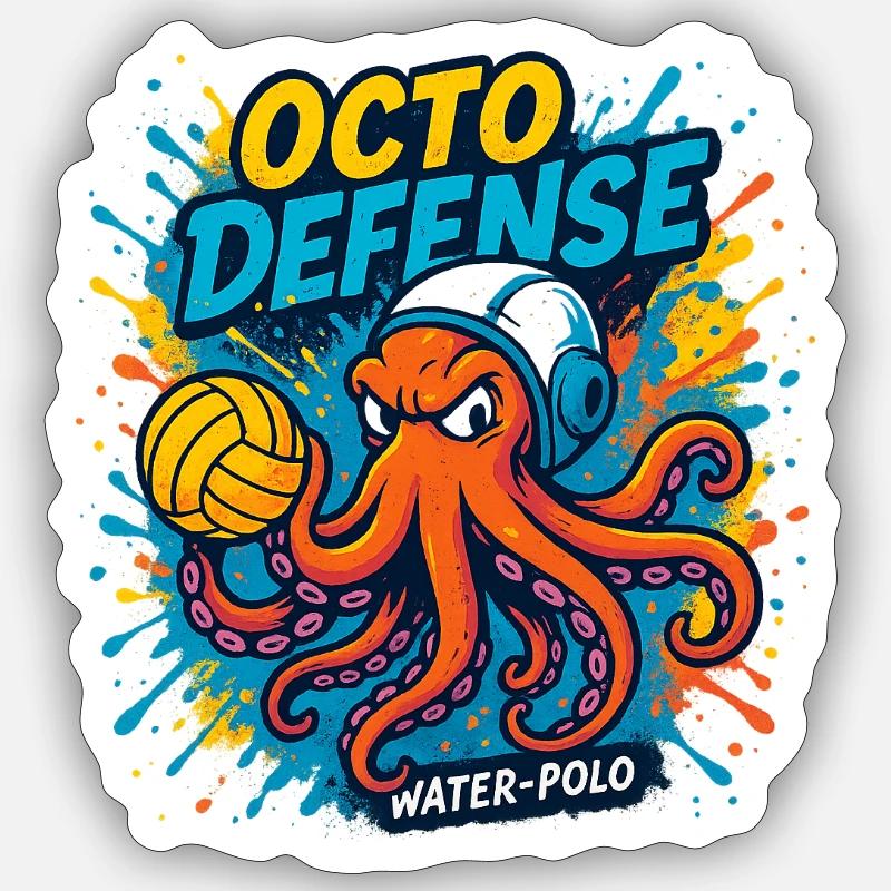 OctoDefense Water-Polo - Sticker taille S (10 x 10 cm) - blanc mat