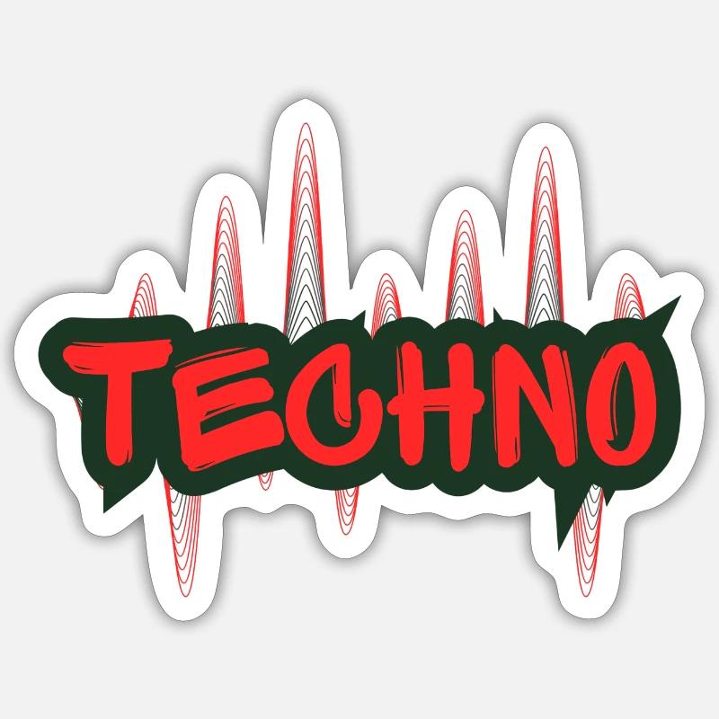 Techno - Sticker Größe S (10 x 10 cm) - Mattweiß