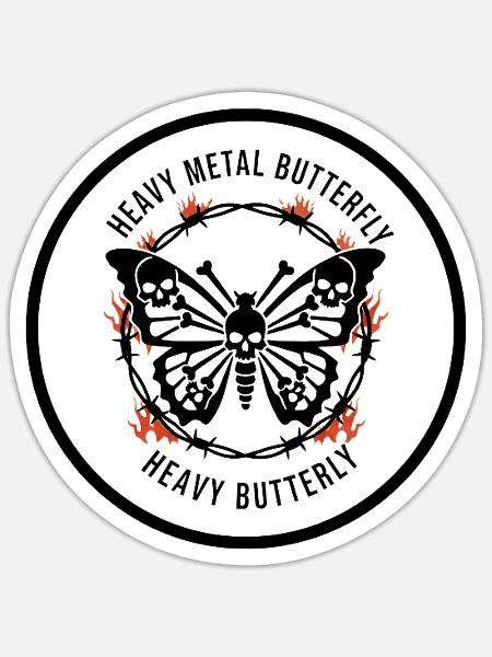 heavy Metal Falter Schädel-Design Butterfly - Sticker Größe S (10 x 10 cm) - Mattweiß