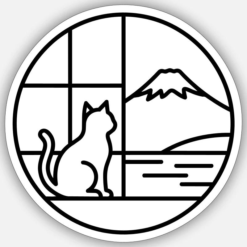 Fuji - Sticker Größe S (10 x 10 cm) - Mattweiß