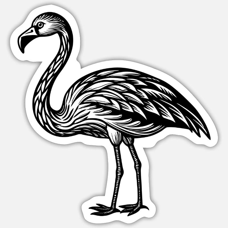 Flamant rose - Sticker taille S (10 x 10 cm) - blanc mat