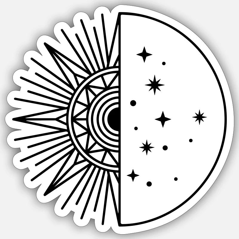 Sonnenmond - Sticker Größe S (10 x 10 cm) - Mattweiß
