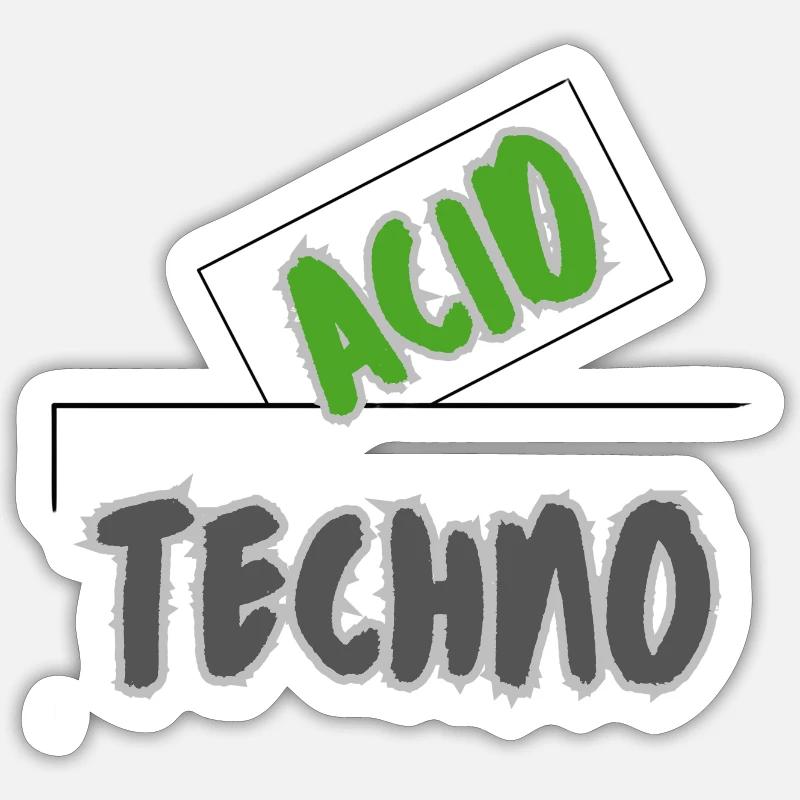 Acid Techno - Sticker size S (10 x 10 cm) - white matte