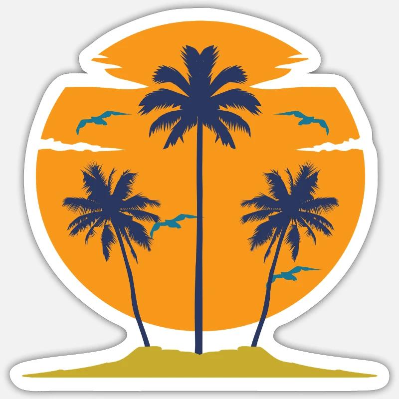 Palm Beach Birds - Sticker Größe S (10 x 10 cm) - Mattweiß