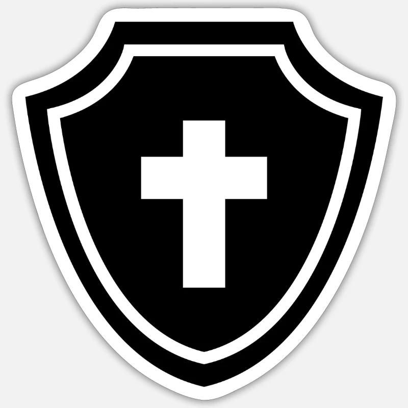Bouclier d’Armure de Dieu - Sticker taille S (10 x 10 cm) - blanc mat