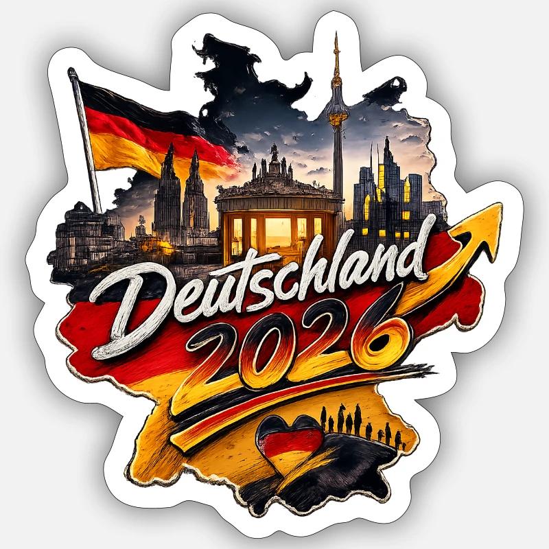 Deutschland_2026 - Sticker Größe S (10 x 10 cm) - Mattweiß
