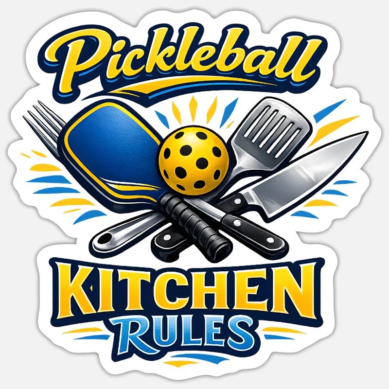 Pickleball Kitchen Rules - Sticker size S (10 x 10 cm) - white matte