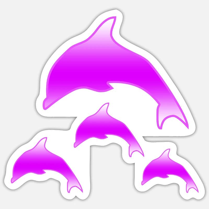 Dauphins - Sticker taille S (10 x 10 cm) - blanc mat