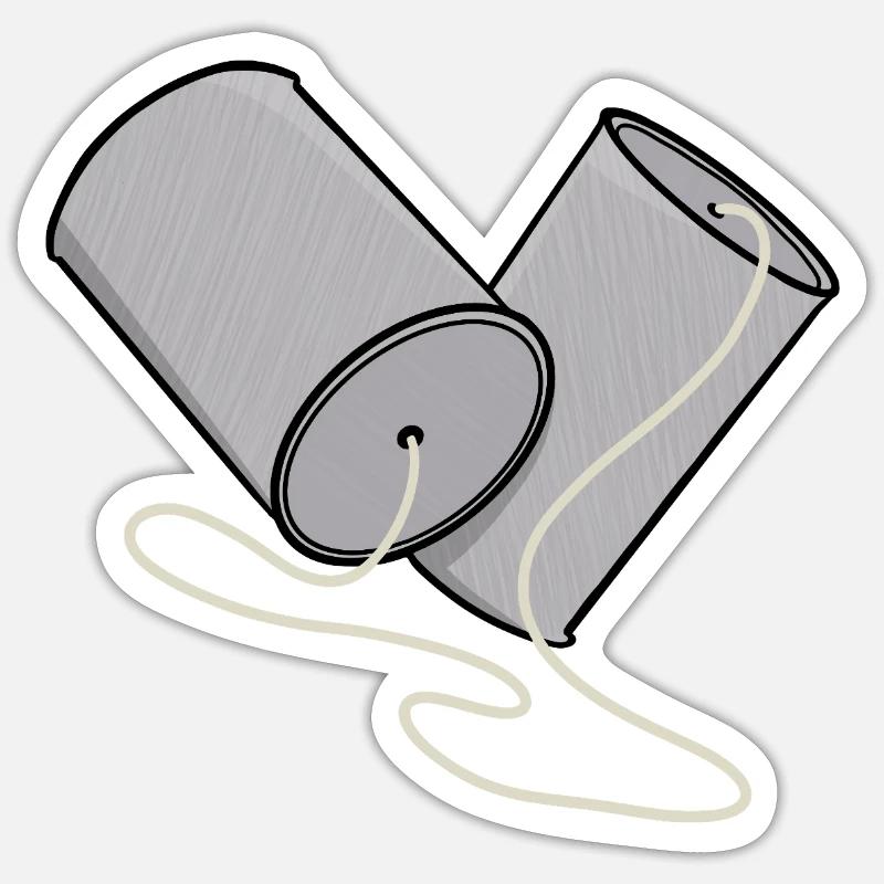 Tin Can Phone Nostalgia - Sticker size S (10 x 10 cm) - white matte