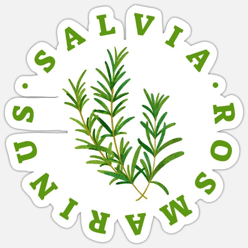 Rosemary Circular Botanical Emblem - Sticker size S (10 x 10 cm) - white matte
