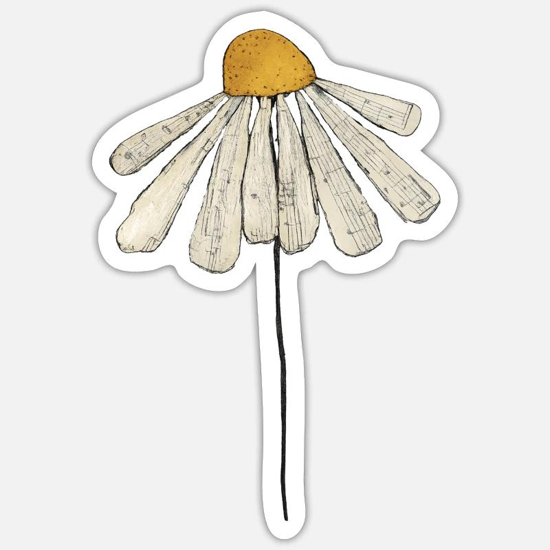 Gänseblümchen Minimal-Illustration - Sticker Größe S (10 x 10 cm) - Mattweiß