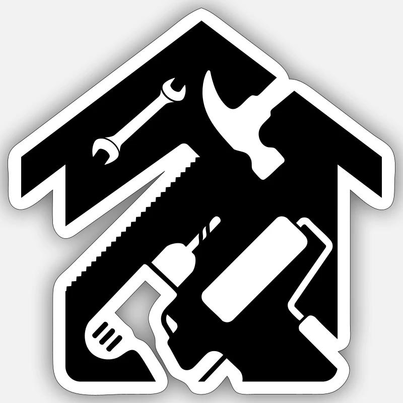 Outil de rénovation de maison Bricoleur - Sticker taille S (10 x 10 cm) - blanc mat
